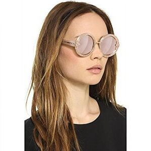 Karen Walker Retro Round Gold Glitter Filigree Mirrored Sunglasses